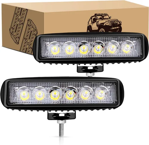GOOACC 2 unidades de barra de luz LED de 18 W, haz de trabajo, vainas de haz de luz todoterreno para conducción antiniebla, lámpara inversa para