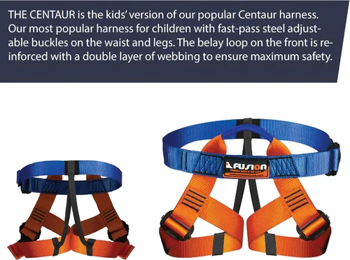 Miniatura 3 de Fusion Climb Centaur - Arnés de escalada para niños, arnés ajustable para niños para montañismo profesional, escalada en roca, arnés de seguridad