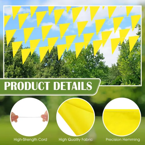 Miniatura 3 de Peryiter Banderines de 105 pies, 64 banderines de 11.02 x 17.72 pulgadas, banderas grandes de seguridad triangulares para piscina, banderines