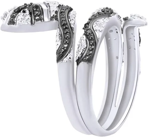 Miniatura 5 de Jewel Zone US Anillo de compromiso y boda con diamantes naturales en blanco y negro (0,07 quilates)