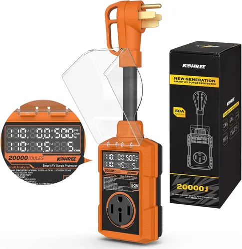 Miniatura 11 de Kohree Protector contra sobretensiones RV de 30 amperios, 18000 julios, protección contra sobretensiones de sobretensión, adaptador de enchufe RV