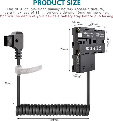 Miniatura 6 de D-Tap Ptap a doble cara NP-F550/970/570/770 Adaptador de corriente de batería ficticia (estructura cruzada) para monitor de campo, transmisión
