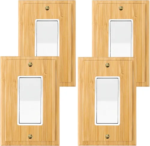 Miniatura 27 de Cubiertas de salida de madera maciza, placa de interruptor de luz de 4.8 x 3.14 pulgadas, placas de interruptor de bambú y cubiertas de Placa