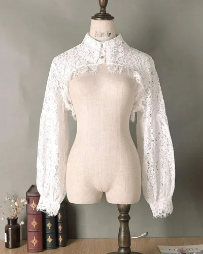 Miniatura 4 de Elegtiskas Blusa desmontable con cuello falso media camisa cuello redondo blusa corta