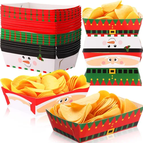 Miniatura 10 de Dunzoom 24 platos de papel para el día de San Patricio, bandejas para alimentos, cuenco de trébol verde, desechable, trébol irlandés, nacho, hot