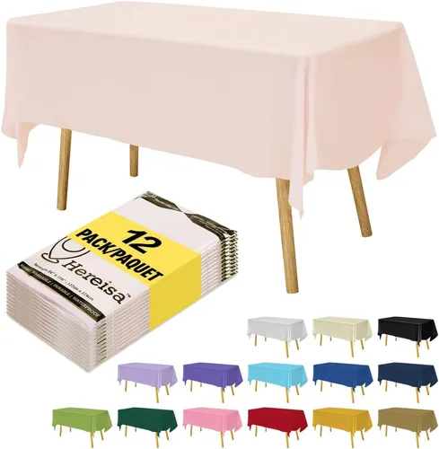Miniatura 116 de Paquete de 3 manteles de plástico desechables de 54 x 108 pulgadas, manteles de color blanco hueso, manteles de fiesta nupcial para fiestas