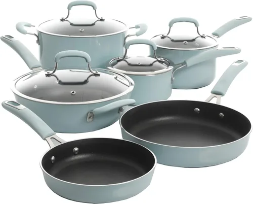 Miniatura 10 de Kenmore Arlington - Utensilios de cocina de inducción de aluminio forjado con revestimiento de cerámica antiadherente con asas de baquelita, juego