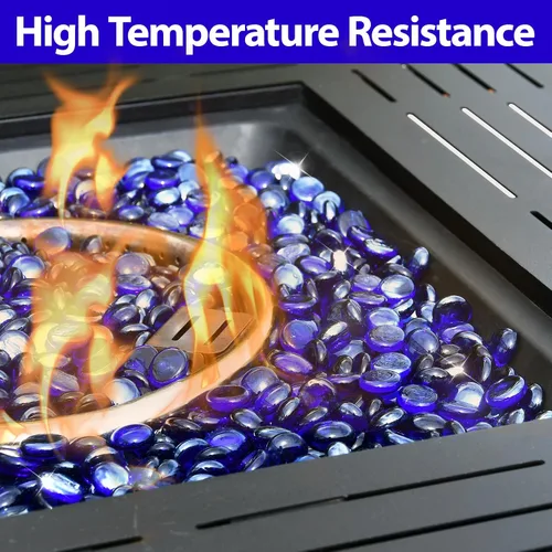 Miniatura 3 de Vidrio para Hoguera, Rocas de Hoguera Azul Cobalto para Fogata de Propano, Chimenea y Decoración Exterior, Cuentas de Vidrio para Fuego Redondas