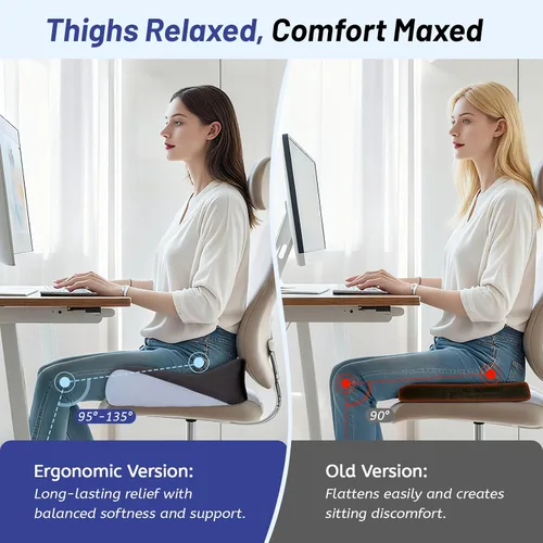 Miniatura 4 de Cojín de asiento extra grande para aliviar el dolor de coxis, cojín ergonómico para silla de oficina, cojín de espuma viscoelástica para coxis