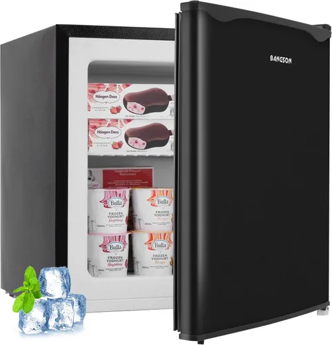 BANGSON - Congelador vertical de 1.1 pies cúbicos, mini congelador con estante removible, mini congelador de una sola puerta para el Negro