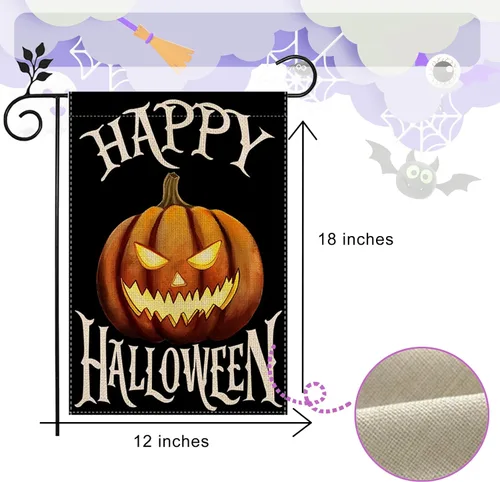Miniatura 3 de Bandera de jardín de Halloween con fantasma, gato Boo, 12 x 18 pulgadas, vertical de doble cara con calabaza feliz Halloween, decoración exterior