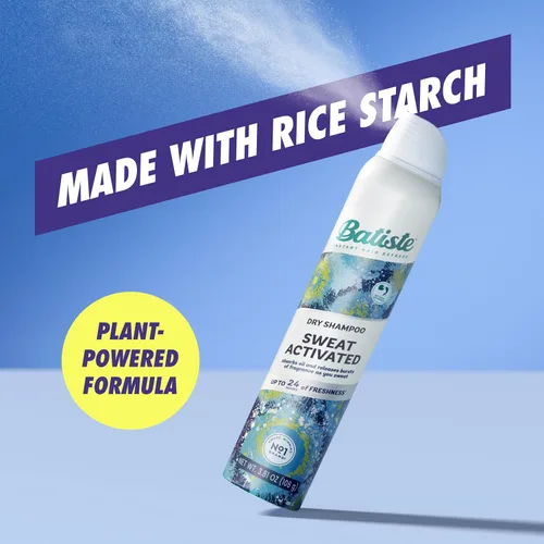 Miniatura 7 de Batiste Champú seco activado por el sudor, neutraliza el olor hasta 24 horas y evita la acumulación de sudor en el cabello, champú sin agua, 3.81