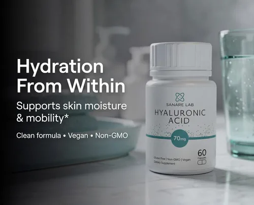 Miniatura 3 de Ácido hialurónico 70 mg – 60 cápsulas veganas Apoya la movilidad de las articulaciones, hidratación de la piel y amortiguación de tejidos Sin