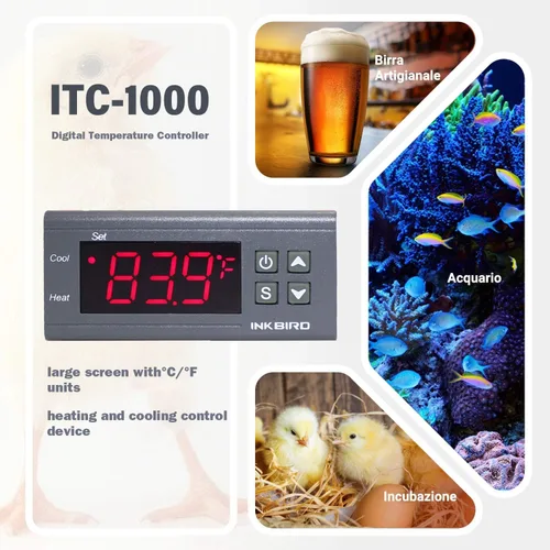Miniatura 2 de Inkbird ITC-1000F Controlador de temperatura de 2 etapas Modos de enfriamiento y calefacción Celsius y Fahrenheit