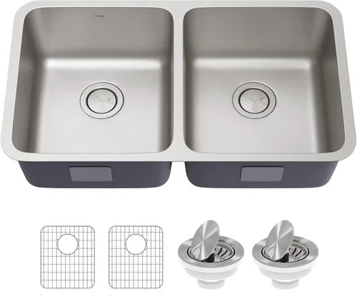 Miniatura 13 de Kraus Dex 33-pulgadas bajo montaje de acero inoxidable calibre 16 fregadero de cocina de un tazón, KD1US33B