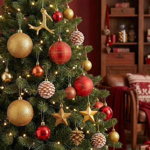 Miniatura 2 de Valery Madelman Juego de Adornos de Navidad, 70 piezas Decoraciones de Árbol de Navidad Irrompibles en Marrón Cobre Dorado, Adornos Colgantes
