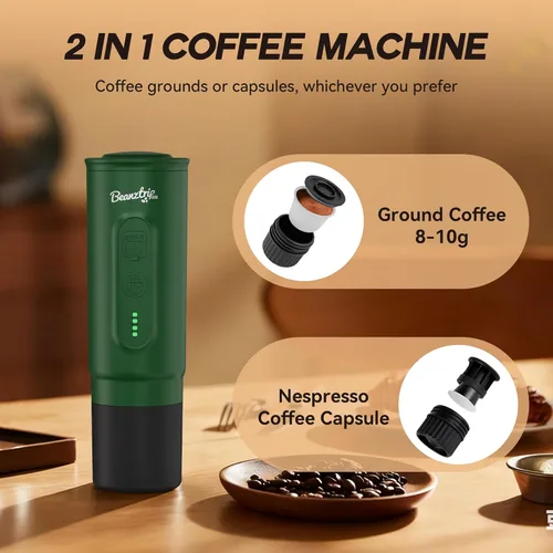 Miniatura 3 de H02PRO - Cafetera de viaje, máquina de café espresso portátil para camping, mini cafetera de 20 bares, compatible con cápsulas NS y café molido