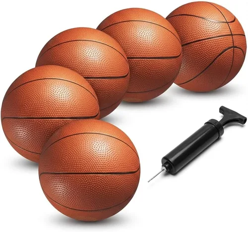 Miniatura 8 de Mini Basketball Set for Kids - 6 Inch (5 Pack) w/Hand Pump - Small Size Indoor Mini Hoop Balls for Toddlers - Over The Door Basketball Games, Indoor