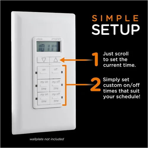 Miniatura 5 de myTouchSmart Temporizador digital de pared, 4 botones programables de encendido/apagado, 2 botones de encendido/apagado fáciles, ciclos diarios