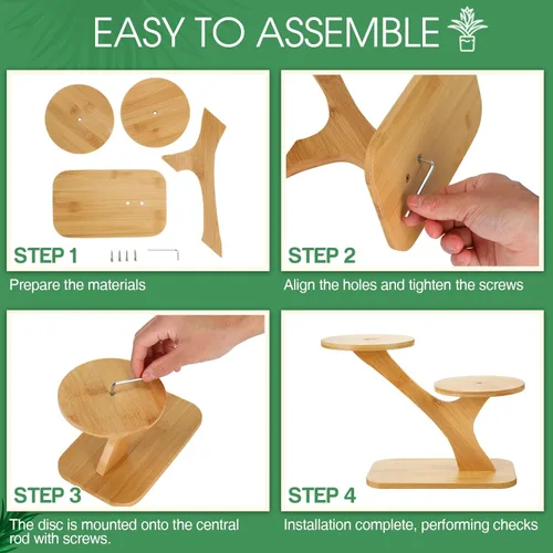 Miniatura 4 de 4 soportes de bambú para plantas de interior de 3 niveles, estante para alféizar de ventana para suculentas, pequeños soportes de flores