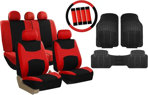 Miniatura 16 de Fundas para asientos FH GROUP FH-FB030115 de tela liviana y aireada, con división para airbag, set combinado menta/negro: funda de volante, Beige