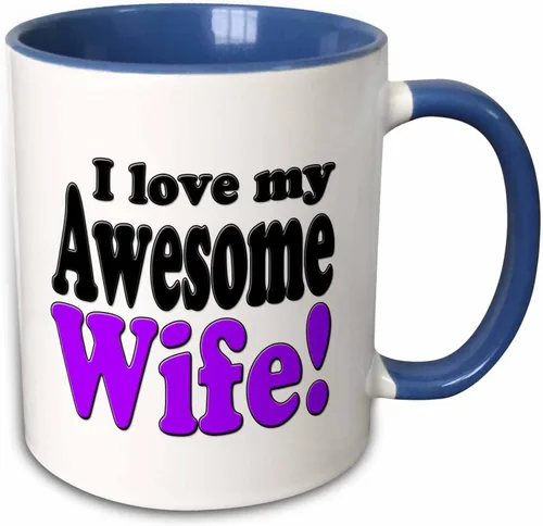 Miniatura 11 de 3dRose evadane – Funny Quotes – I Love My Awesome esposa, púrpura, – Tazas, Blanco White
