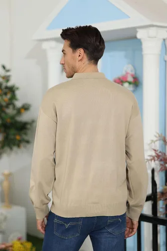 Miniatura 5 de Polo de punto casual para hombre, camisa clásica de manga larga, térmica, básica, con botones