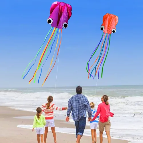 Miniatura 2 de Hengda Kite Soft Octopus Kite Series, Beautiful Kite with Long Colorful Tail for Kids and Adults, Easy to Fly Beach Kites, Excellent Outdoor