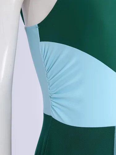 Miniatura 5 de Vestido de baile asimétrico de malla para mujer, vestido de baile lírico con bloques