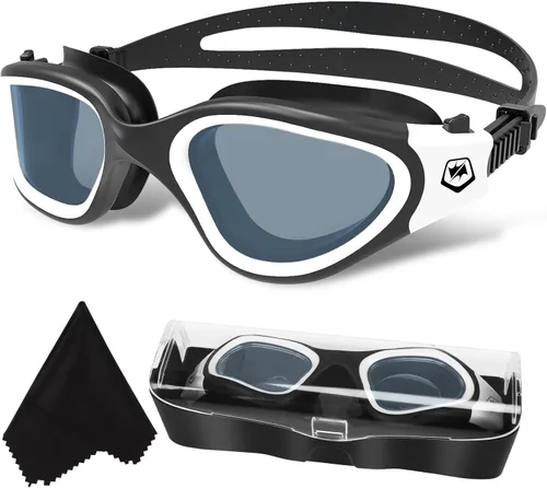 WIN.MAX - Goggles de natación polarizados, antivaho, antirrayos ultravioleta, sin filtraciones y con visión clara para hombres, mujeres, adultos y