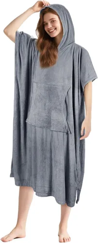 Miniatura 6 de Tirrinia Toalla cambiadora de poncho de surf con capucha, traje de neopreno de microfibra de secado rápido para surf, playa, natación, piscina