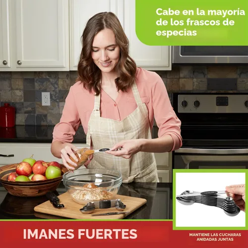 Miniatura 2 de Spring Chef Juego de cucharas medidoras magnéticas de acero inoxidable con imanes N45 fuertes, accesorios de cocina de metal resistente para hornear