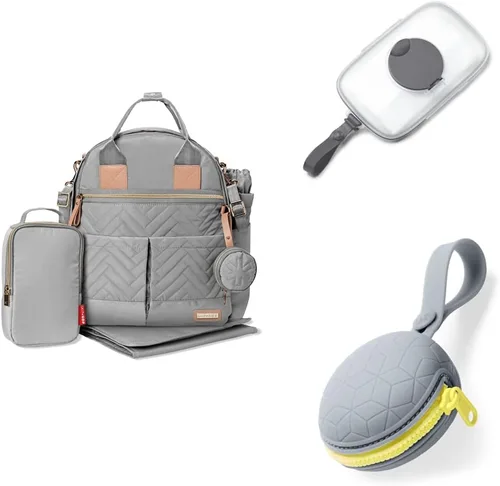 Miniatura 10 de Skip Hop Mochila para pañales: Suite Juego de mochila para pañales 6 en 1, bolsa de viaje multifunción para bebé con cambiador, correas para Negro