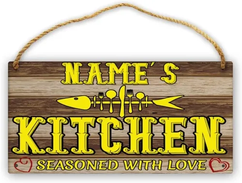 Miniatura 13 de Letrero de cocina de madera personalizado con sazonado con amor, accesorios de cocina, decoración de pared, regalos