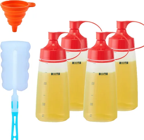 Miniatura 12 de Botellas exprimibles de condimentos para salsas, panqueques de plástico – boca ancha para cocina, ketchup mostaza, botella vacía para glaseado