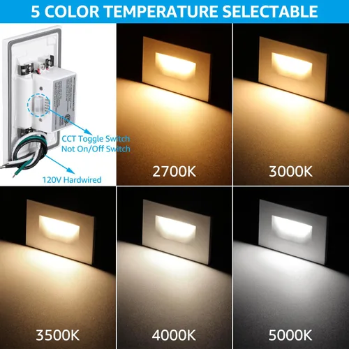 Miniatura 2 de LEONLITE Paquete de 12 luces LED 5CCT de 120 V, 3.5 W, 5 % 100 %, regulables, para interiores y exteriores, ubicación húmeda, CRI90, ETL, aluminio