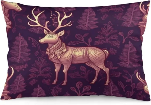 Miniatura 26 de Fundas de almohada refrescantes con diseño de reno burdeos, fundas de almohada lumbar para exteriores con cremallera invisible, funda de almohada