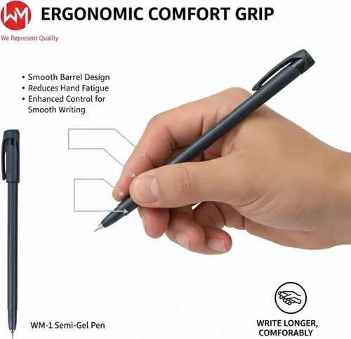 Miniatura 7 de WM Super Semi-Gel Bolígrafos 0.7, bolígrafo de gel de escritura suave + tinta de secado rápido del bolígrafo, negro, paquete de 12