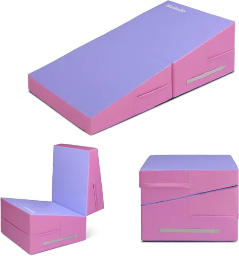 Miniatura 8 de Matladin Incline - Tapete de gimnasia con cuña de queso, 48 x 24 x 14 pulgadas, plegable, para niños y niñas, entrenamiento en casa