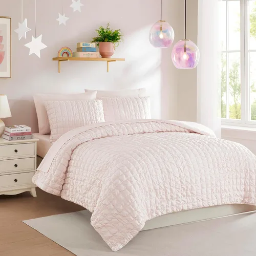 Miniatura 46 de Juego de ropa de cama para niños en una bolsa para niños y niñas, juego de sábanas impresas y edredón, individual, Waterbury Marble Mármol Waterbury