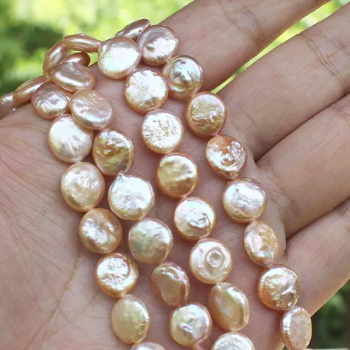 Miniatura 5 de SR BGSJ Botón de moneda natural de 0.433-0.472 in, blanco, rosa, morado, perlas de agua dulce, collar, pulsera, aretes, fabricación de cuentas