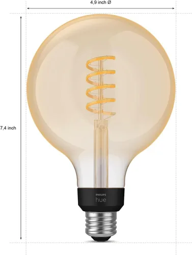 Miniatura 6 de Philips Hue Bombilla LED de filamento inteligente G40 de 60 W - Luz ambiente blanca de cálido a frío - 1 paquete - 550 lm - E26 - Interior - Control