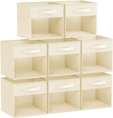 Miniatura 8 de DIMJ Cubo de almacenamiento, 6 paquetes de contenedores plegables con asas, contenedores de tela para organización, cubos organizadores