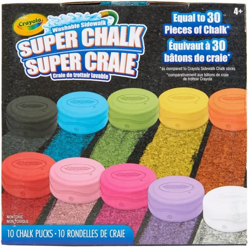 Crayola Tiza Lavable para Acera para Niños, Juego de Súper Tiza de Larga Duración, Tiza para Exteriores, 10 Colores Surtidos