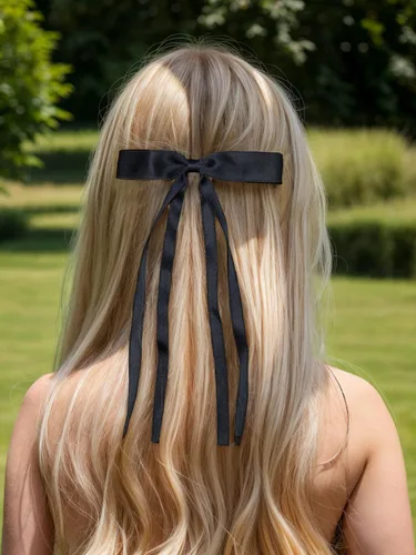 Miniatura 5 de LFOUVRE 4 pinzas para el cabello para mujer, lazo con borla y cola larga, clip para niña, accesorios sólidos, pasadores y lazo de garra