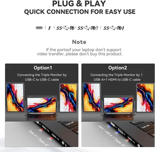 Miniatura 4 de Extensor de pantalla para laptop de 15.6 pulgadas, extensor de pantalla IPS FHD 1080P IPS, monitor portátil para portátiles de 13.6 a 17.3 pulgadas