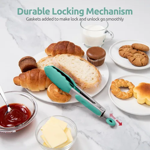 Miniatura 7 de Pinza de cocina resistente al calor de 600ºF: pinza de cocina de silicona U-Taste de 7 pulgadas con puntas de goma antiadherentes selladas firmes