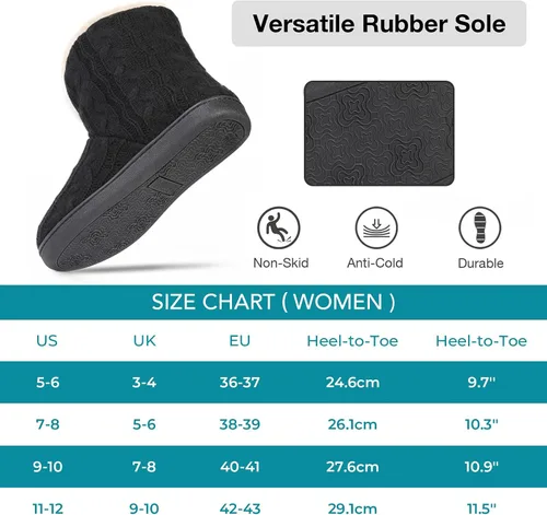 Miniatura 6 de HomeTop Women's Fuzzy Memory Foam Boot Slippers with Indoor Outdoor Rubber Sole