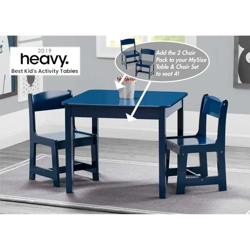 Miniatura 2 de Delta Children MySize - Juego de mesa y silla de madera para niños (2 sillas incluidas), color azul oscuro Azul profundo
