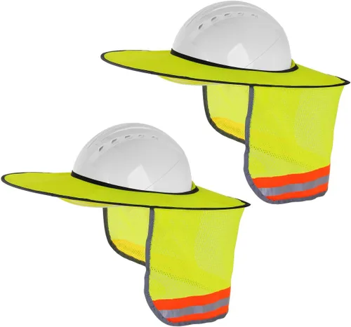 Paquete de 2 parasoles para casco duro, protector solar de malla con ala completa para cascos duros, alta visibilidad, reflectante (2 unidades, 2